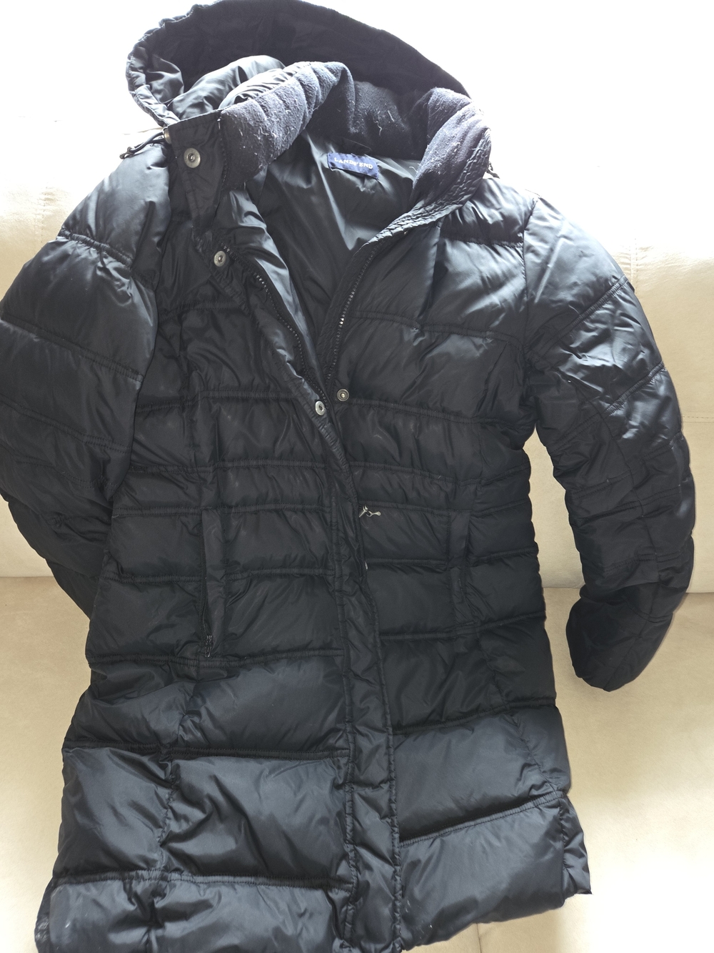 Lands' End Women's Black Quilted Long Puffer Coat